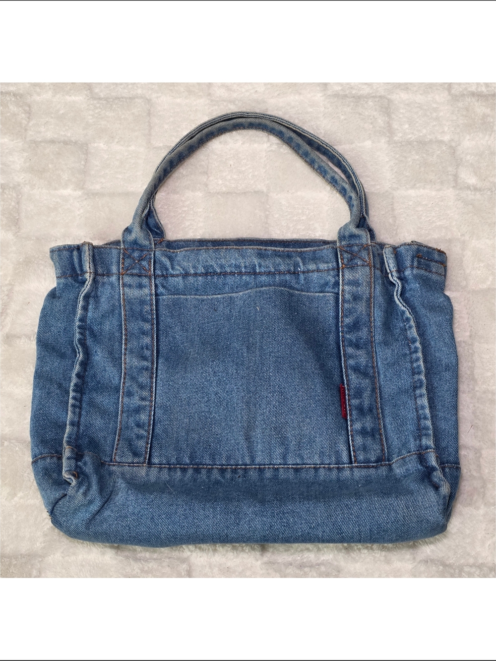 Aocina Jean Tote Bag Light Wash Denim W/ Detachable + Adjustable Shoulder Strap